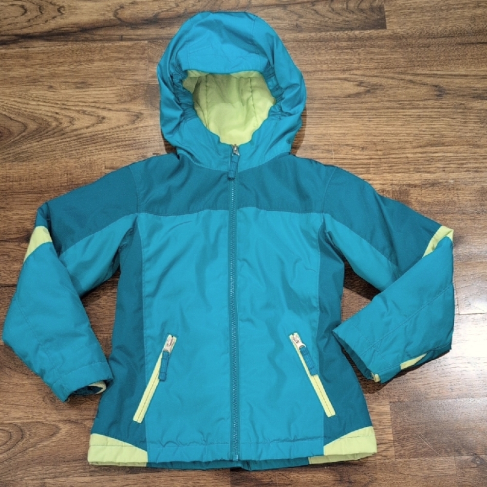 Kids Lands End unisex teal hooded coat size M(5/6)